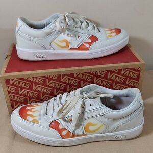 Vans Lowland True White Flame Sneakers Skate Shoes VN0A4TZY4H4 Men's Size 10.5
